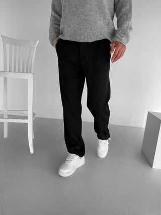 BAGGY PLEATED CHINO TROUSERS BLACK