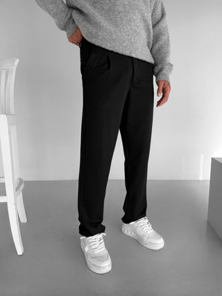 BAGGY PLEATED CHINO TROUSERS BLACK