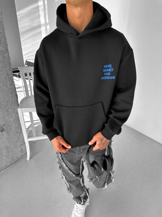 OVERSIZE STATEMENT PORSCHE FLEECE HOODIE BLACK