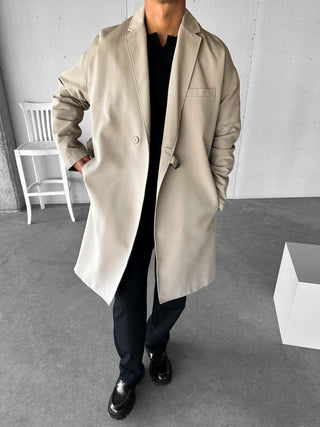 RELAXED FIT LIMITED LONG TRENCH COAT BEIGE