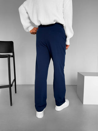 BAGGY PLEATED CHINO TROUSERS NAVY