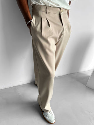 BAGGY PLEATED TROUSERS BEIGE