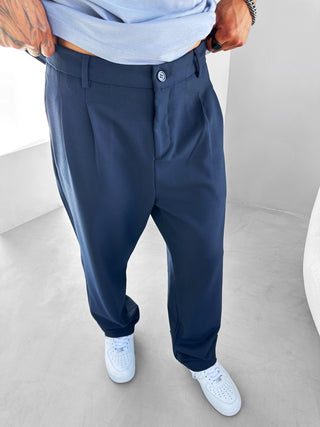 BAGGY PLEATED TROUSERS NAVY