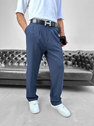 BAGGY PLEATED TROUSERS NAVY