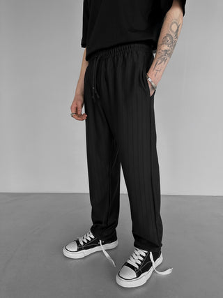 BAGGY STRIPED TROUSERS BLACK