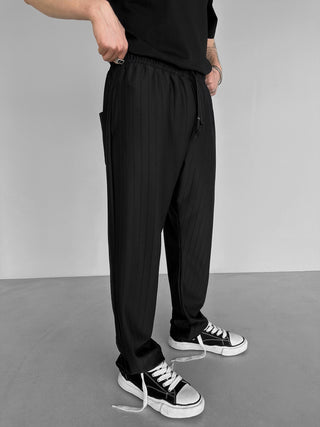 BAGGY STRIPED TROUSERS BLACK