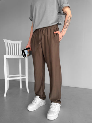 BAGGY STRIPED TROUSERS BROWN