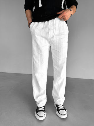 BAGGY TROUSERS WITH KNITTED DETAILS WHITE