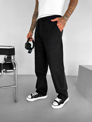 BAGGY VELVET TROUSERS IN CORDUROY BLACK