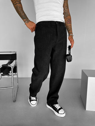 BAGGY VELVET TROUSERS IN CORDUROY BLACK