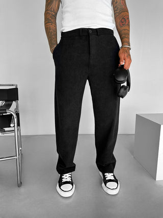 BAGGY VELVET TROUSERS IN CORDUROY BLACK