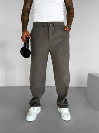 BAGGY VELVET TROUSERS IN CORDUROY GRAY