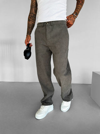 BAGGY VELVET TROUSERS IN CORDUROY GRAY