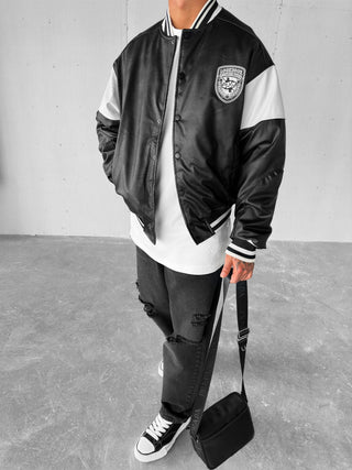 BASEBALL VARSITY JACKET IN LEATHER LOOK 