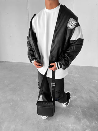 BASEBALL VARSITY JACKET IN LEATHER LOOK 