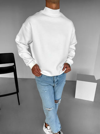 BOXY OVERSIZED FLEECE SWEATSHIRT WHITE