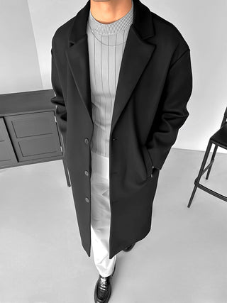 CASHMERE WINTER WOOL COAT BLACK