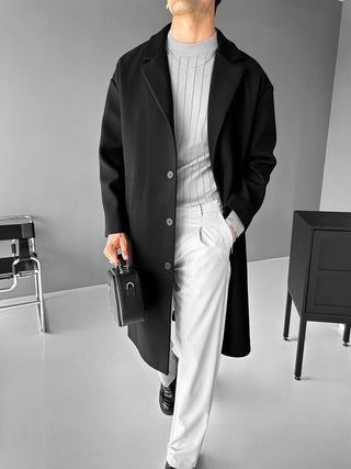 CASHMERE WINTER WOOL COAT BLACK