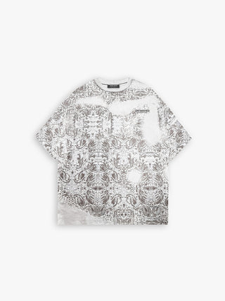 EMBOSSED T-SHIRT WITH PATTERNS ECRU