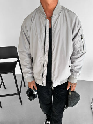 ESSENTIAL OVERSIZE BOMBER JACKET GRAY