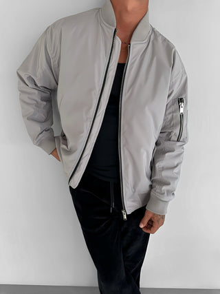 ESSENTIAL OVERSIZE BOMBER JACKET GRAY