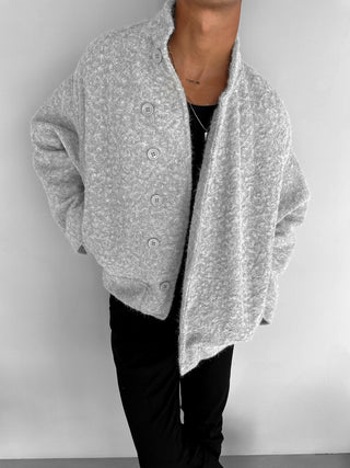 ESSENTIALS OVERSIZE WOOL BLEND JACKET GRAY