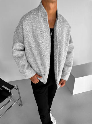 ESSENTIALS OVERSIZE WOOL BLEND JACKET GRAY