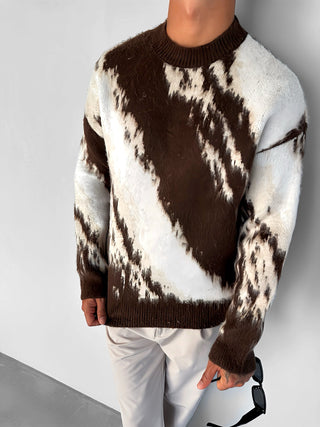 EXCLUSIVE FADED FURRY KNIT SWEATER BROWN