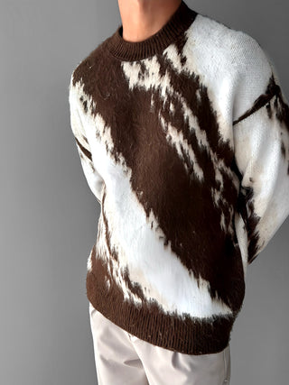 EXCLUSIVE FADED FURRY KNIT SWEATER BROWN