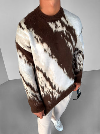 EXCLUSIVE FADED FURRY KNIT SWEATER BROWN