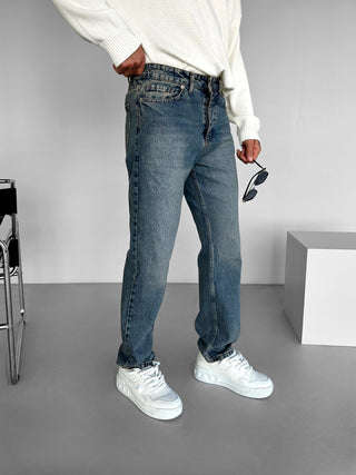 FADED EFFECT REGULAR FIT JEANS DARK BLUE