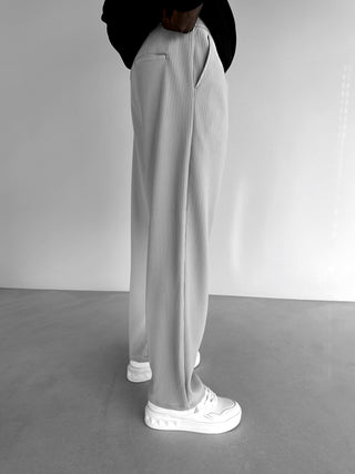 STRAIGHT LEG RIBBED TROUSERS GRAY