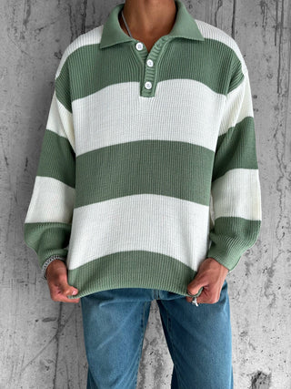 OVERSIZE KNIT RUGBY SWEATER JUNGLE