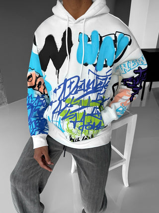 OVERSIZE GRAFFITI PRINTED HOODIE