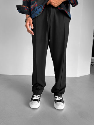 LOOSE FIT PINTUCK TROUSERS BLACK