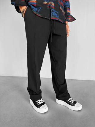 LOOSE FIT PINTUCK TROUSERS BLACK