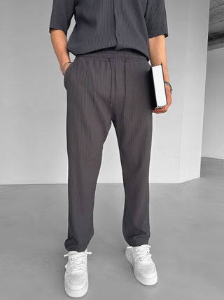 LOOSE FIT RIBBED TROUSERS ANTHRACITE