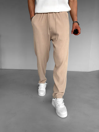 LOOSE FIT RIBBED TROUSERS BEIGE