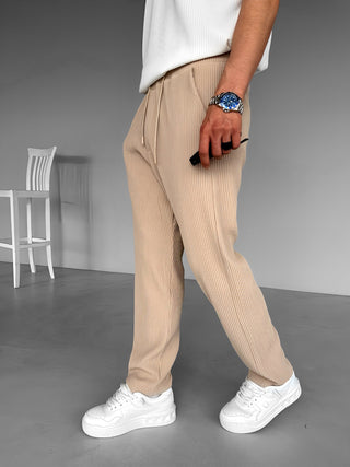 LOOSE FIT RIBBED TROUSERS BEIGE