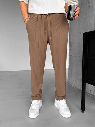 LOOSE FIT RIBBED TROUSERS BROWN