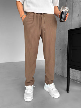 LOOSE FIT RIBBED TROUSERS BROWN