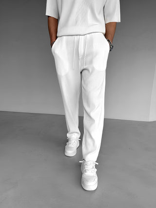 LOOSE FIT RIBBED TROUSERS ECRU