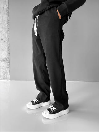 LOOSE FIT STRIPED TROUSERS BLACK