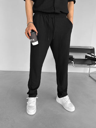 LOOSE FIT STRUCTURED TROUSERS BLACK