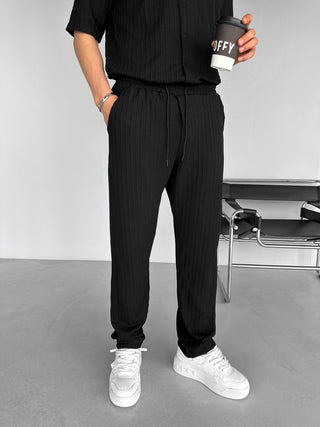 LOOSE FIT STRUCTURED TROUSERS BLACK