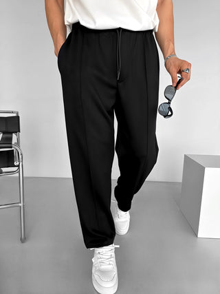 LOOSE FIT PINTUCK TROUSERS BLACK