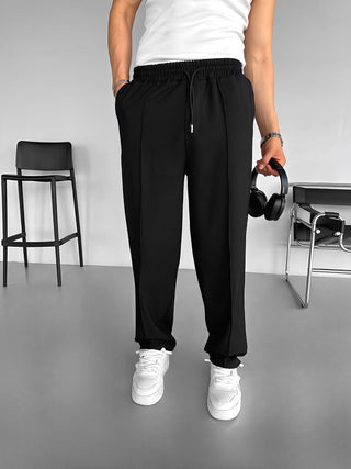 LOOSE FIT PINTUCK TROUSERS BLACK