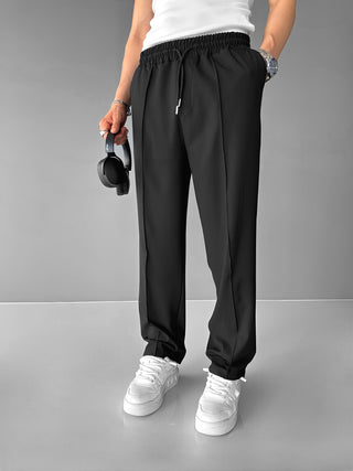 LOOSE FIT PINTUCK TROUSERS BLACK