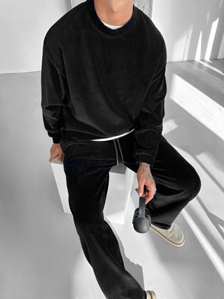 LOOSE FIT VELVET CORD PANT BLACK