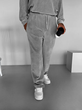 LOOSE FIT VELVET CORD PANT GRAY